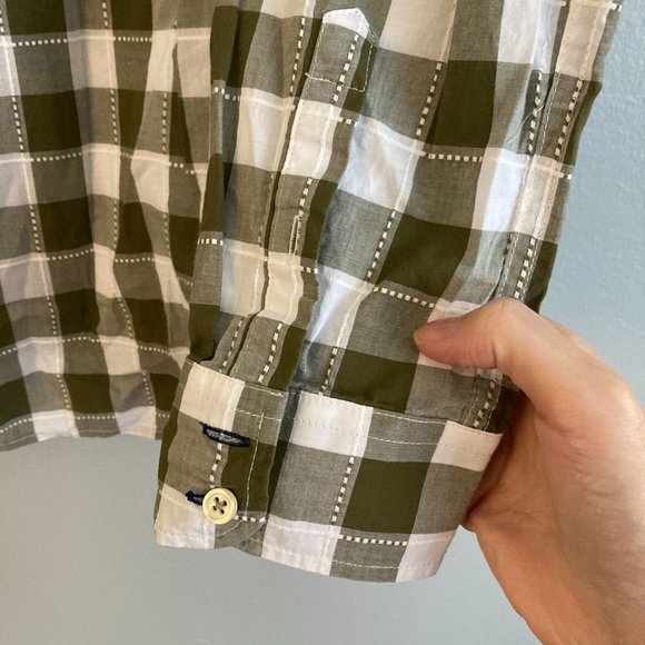 Talbots Women’s Blouse Size Small Petite Cotton Grey Brown Check - Picture 4 of 7